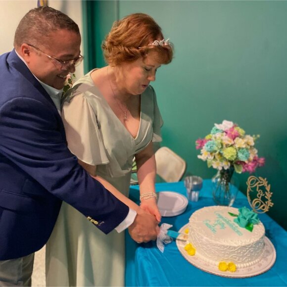 Handcrafted Floral Centerpiece Arrangement Clear Hourglass Vase Upcycled Decor - Picture 12 of 13